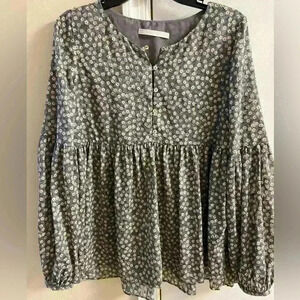 Zara Trafaluc Collection‎ Floral Long Sleeve Blouse Medium